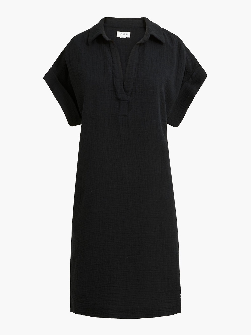 New J. Crew Factory Short-Sleeve Gauze Popover Dress Black Vacation Beach XL - Picture 2 of 16